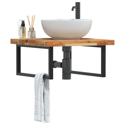 vidaXL - Badkamer - wandschap - staal - en - massief - acaciahout