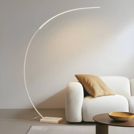 Lindby LED gebogen vloerlamp Kendra, wit, aluminium, hoogte 180cm