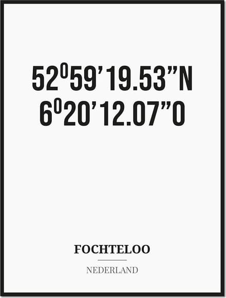 Poster/kaart FOCHTELOO met coördinaten