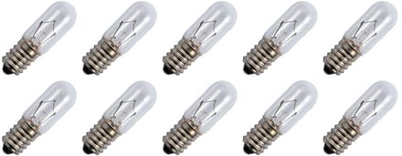 Signaallamp E14 6V 3W - 500 mAh - 10 stuks - T16 Gloeilamp Ø16mm - 54mm - 2500K - Dimbaar