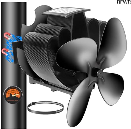 RFWR® Kachelventilator zonder stroom - Hitteaangedreven, 230 CFM, Magnetisch, Compact en Stil