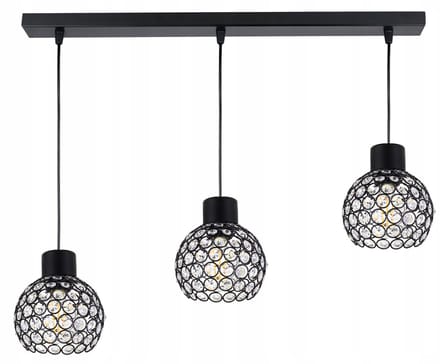 Hanglamp Kristal Zwart - Industriële Stijl - E27 - 3 Lampen