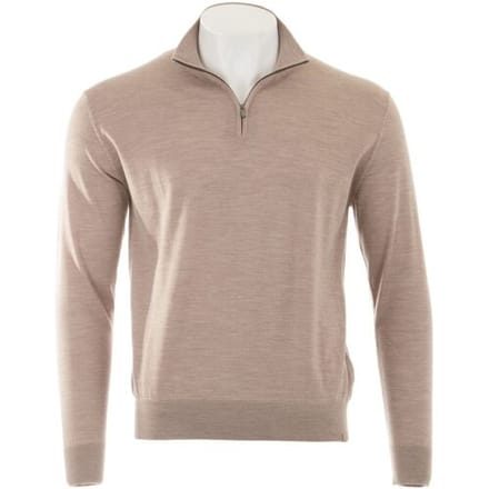 Paul & Shark Trui 140S Superfine Merino Wool Half Zip Humus / male