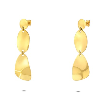 Twice As Nice Oorbellen in goudkleurig edelstaal, groot geometrisch