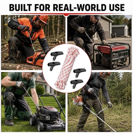 Startertouw - 15 Meter - Vervangende Startkabel - Inclusief 4 Startergrepen - Voor Tuinmachines