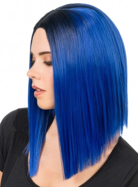 Rechte pruik halflang blauw
