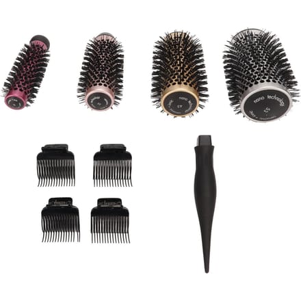 4 stuks Ronde Haarborstel Set Styling Vaten Multi Diameter Comfortabele Grip Föhnkam Roller black