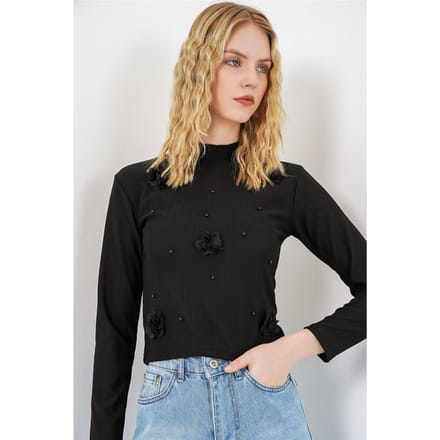 3D Bloemenprint Langemouwen Blouse