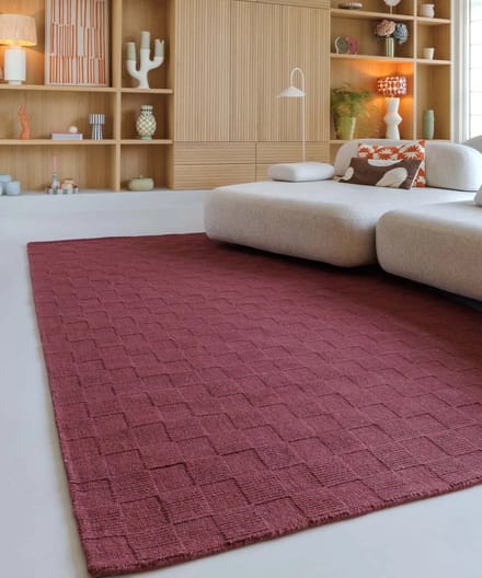 Wollen vloerkleed - Tavle bordeauxrood 300x400