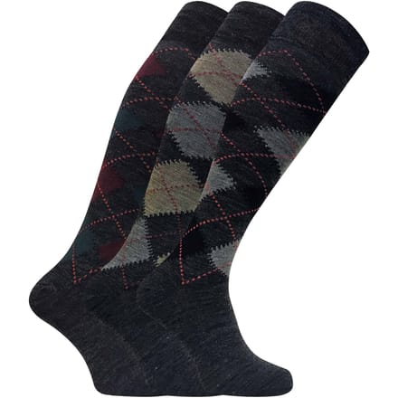Set van 3 Argyle kniekousen van lamswol voor heren - Grijs