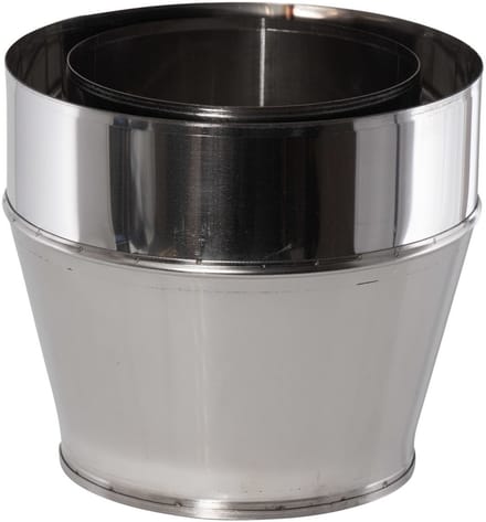 Aansluitstuk RVS dubbelwandig 200-150mm naar 150mm.