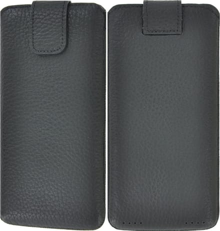 iPhone 12 Pro Hoesje - insteek cover Echt Leer Zwart