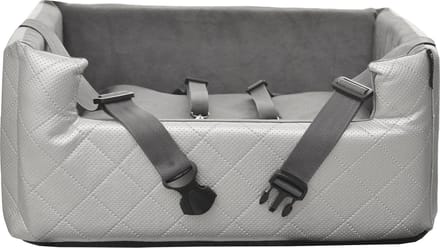 Metallic Silver - Autostoel voor hond- 57x50cm - Wasbaar - Hondenmand Auto - Handgemaakt