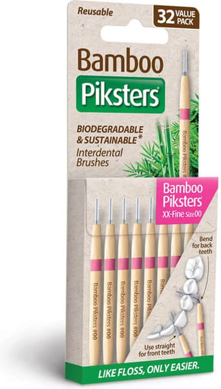 Piksters Bamboe Rechte Ragers - Maat 00 XX - Fijn Roze - 32 stuks