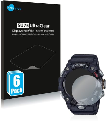 Savvies - Screenprotector voor Casio G-Shock Mudmaster GG-B100-1AER - Folie Beschermfolie transparant 6 Stuks