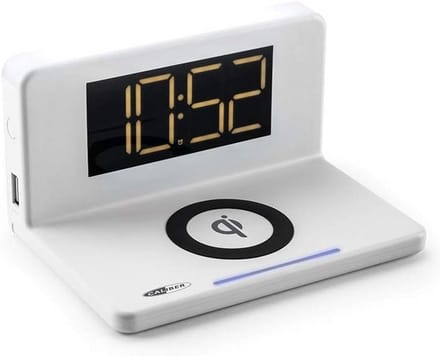 Digitale Wekker met Draadloze Oplader en Groot LED Display - Wit
