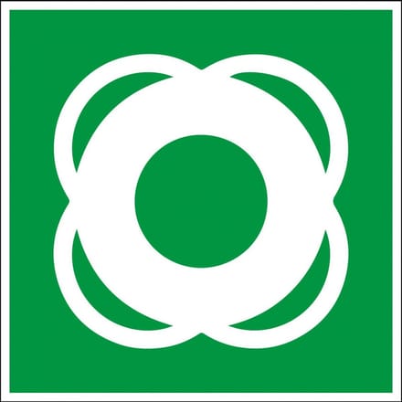 Reddingsboei sticker, ISO 7010, E040 300 x 300 mm