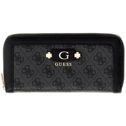 GUESS portemonnee Lindsey SLG Zip Around Wallet Coal Logo donkergrijs