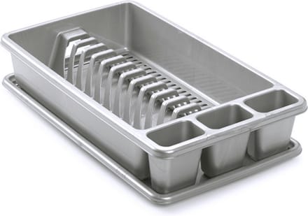 PlasticForte Afdruiprek met lekbak - zilvergrijs - 45 x 26 cm - afwasrek
