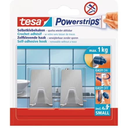 Tesa Powerstrips Haken - 2x - Metaal - Small – Verwijderbaar