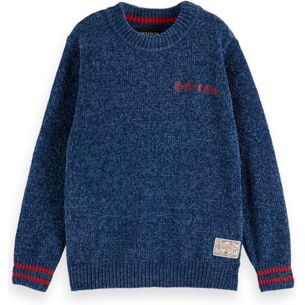 Scotch & Soda Boy Regular-fit Velvet Chenille Pullover Insignia Blue Größe: 6 | Strickjacken Outlet | kids | Blau