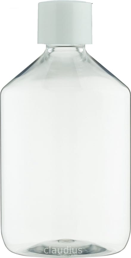 Lege Plastic Fles 500 ml PET apothekersfles transparant - met witte dop - set van 10 stuks - Navulbaar - leeg