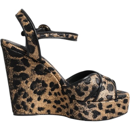 Dolce & Gabbana Bruine Luipaard Wedges Enkelsandalen Schoenen