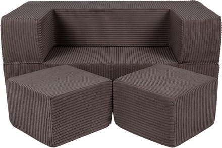 Kindersofa van zacht velours - Bruin