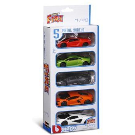 Bburago Burago 1:43 5-pack Street Fire Lamborghini Auto's op schaal