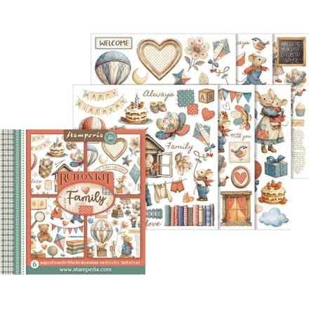 Stamperia - Family Rub-On 6,1x6,1 Inch Assortment (6pcs) (DFLRBX04)
