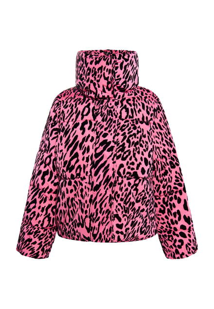Faina Gewatteerd jasje met luipaardprint Dames Roze Leeuw