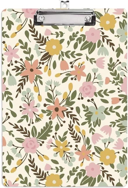 Dailygoods - A4 Acryl Klembord met RVS Clip en Bloemen Design