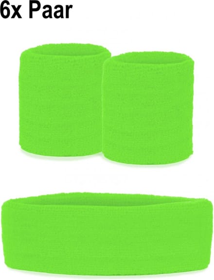 6x Zweetbandjes set neon groen 3-dlg - Sport