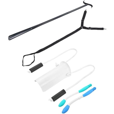 Sokkenhulp Toilet Hulpmiddelen Tool Lange Aankleedstok Clip Trek Aankleedhulp Riem Set voor Ouderen black