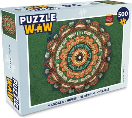 Puzzel Mandala - Hippie - Bloemen - Oranje - Legpuzzel - Puzzel 500 stukjes