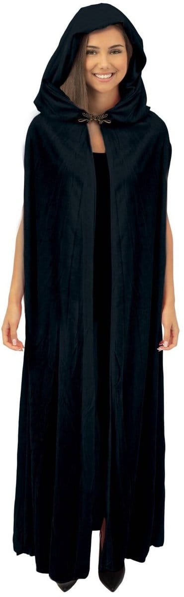 Velvet Cape Zwart Mouwloos en met Cape 150 cm
