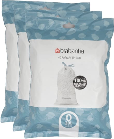 Brabantia PerfectFit Set van 3 - Vuilniszak dispenser pack - Code O - 30L - 3x 40 stuks