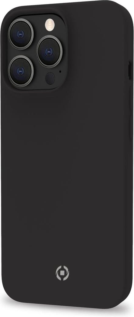 Celly Cromo Siliconen hoesje - Geschikt voor Apple iPhone 14 Pro Max- TPU Back Cover - Microfiber - Zwart