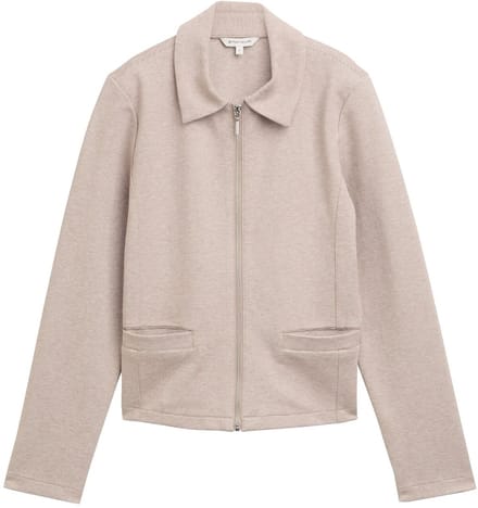 Tom Tailor - Regular fit jas met rits - Maat S - soft taupe melange