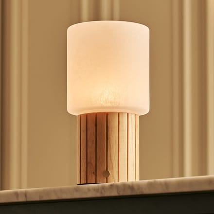 Tavellio Ingmar Oplaadbare Tafellamp – H22 – Hout en Glas – Lichtbruin