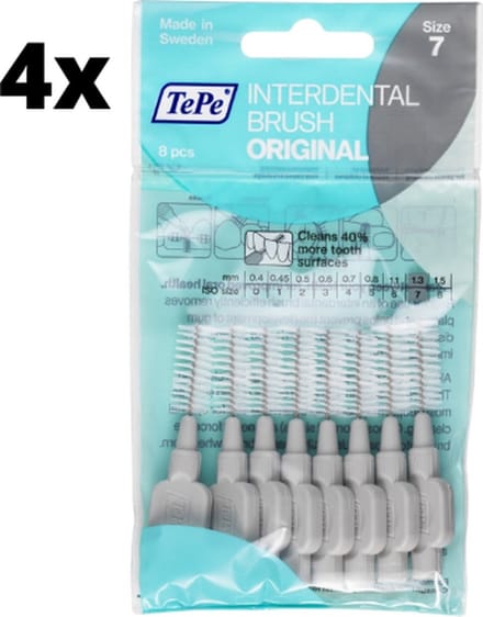 TePe Ragers Grijs 1,3mm - 4 x 8 stuks - Voordeelverpakking