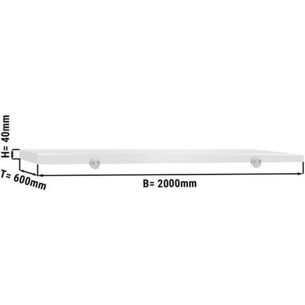 GGM Gastro Schneideplatte für Arbeitstisch - 2000x600mm - HACCP-Konform - Weiß Wit