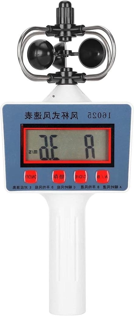 Windsnelheidmeter - Windmeter Digitaal - Milieuonderzoek - Met LCD Display - 24.6 cm Lengte - Grijs