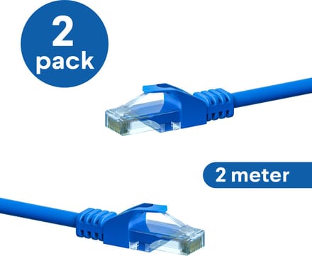 Danicom CAT6 UTP patchkabel - 2 meter blauw - CCA - 2 stuks - netwerkkabel - internetkabel - UTP kabel - RJ45 - 1000 mbit/s