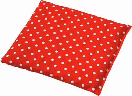 Kersenpitkussen Classico, 24 x 25 cm. Rood met Witte Bollen