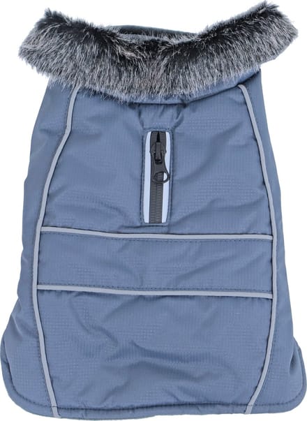 Boony - Hondenjas Waterdicht met bontkraag - Kleur: grijs - Ruglengte: 25 cm