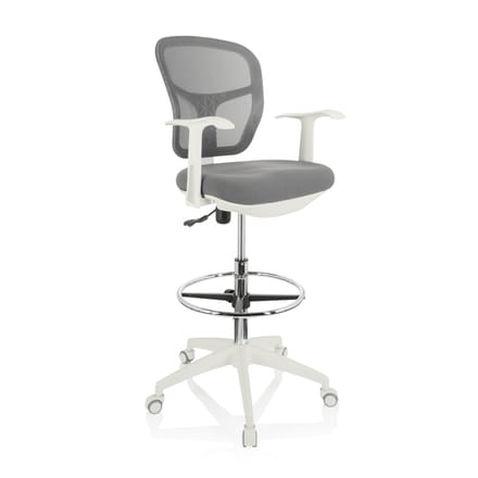 Werkstoel / Verhoogde bureaustoel TOP WORK 108 W Netstof/Stof grijs hjh OFFICE