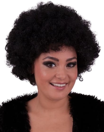 Zwarte afro pruik met krullen