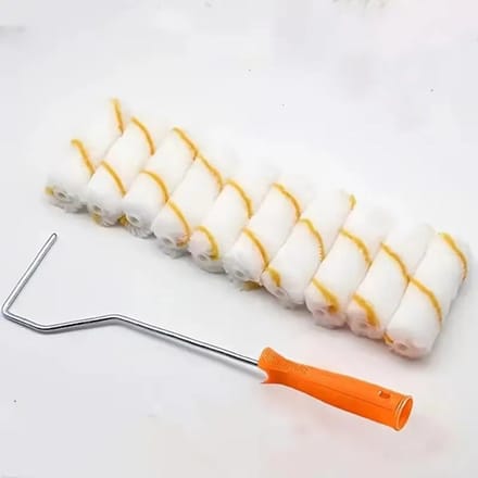 11-delige Verfroller Kit ,Duimrollerkern kleine hoek latex verfrollerkern kleine rollerbeugel polyester mengsel beige