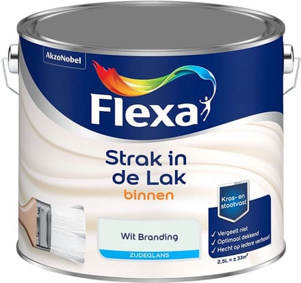 Flexa - Strak In De Lak Binnenlak Zijdeglans - Wit Branding - Mengverf - 2,5 L